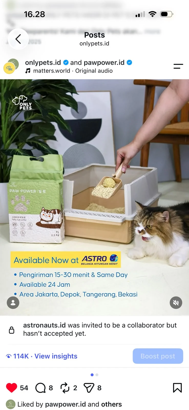 Paw Power Tofu Cat Litter tersedia di Astro